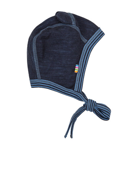 Joha Woolen bonnet with ears - blue