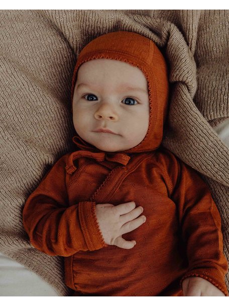 Unaduna Wrap around body pointelle wool/silk - cameo rose