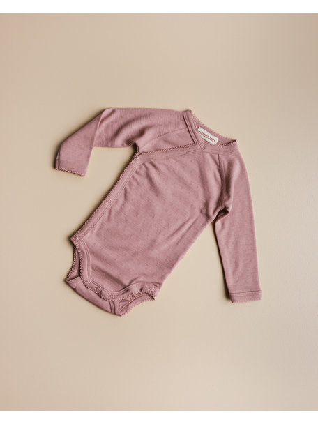 Unaduna Wrap around body pointelle wool/silk - cameo rose