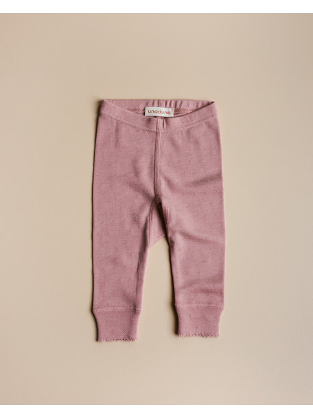 Baby leggings pointelle wool/silk - cameo rose