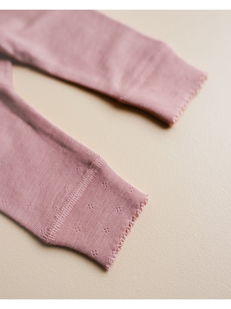 Unaduna Baby leggings pointelle wool/silk - cameo rose