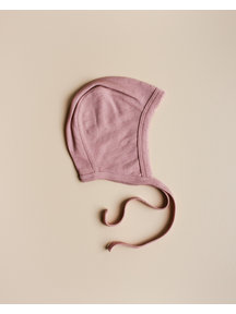 Unaduna Baby bonnet pointelle wool/silk - cameo rose