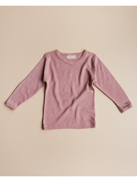 Unaduna Shirt longleeves pointelle wool/silk - cameo rose