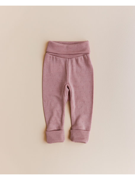 Unaduna Baby pants pointelle 2 in 1 feet wool/silk - cameo rose