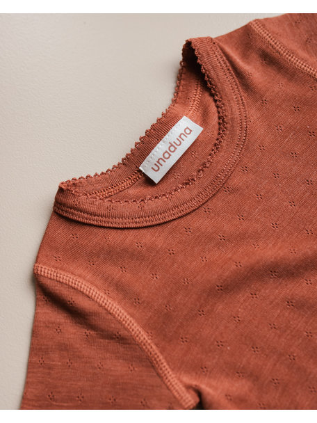 Unaduna Shirt short sleeves pointelle wool/silk - umbre