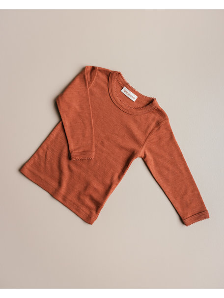Unaduna Shirt longleeves pointelle wool/silk - umbre