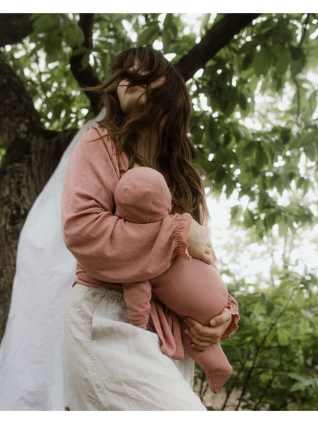 Unaduna Wrap around blouse pointelle wool/silk - cameo rose