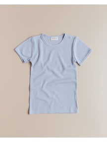 Unaduna Short sleeves tiny rib wool/silk - blue bird