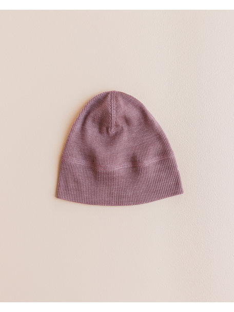 Unaduna Baby hat tiny rib wool/silk - mauvewood