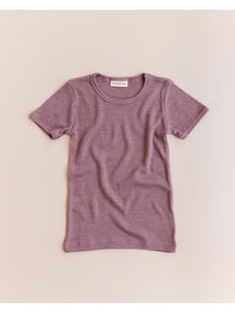 Unaduna Short sleeves tiny rib wool/silk - mauvewood