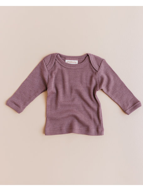 Unaduna Baby blouse tiny rib wool/silk - mauvewood