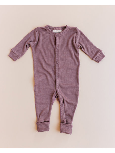 Unaduna Jumpsuit tiny rib wool/silk 2 in 1 feet  - mauvewood