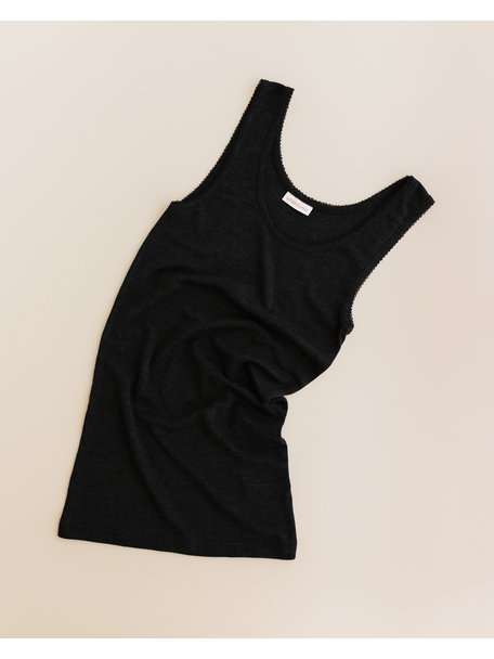 Unaduna Singlet pointelle wool/silk - ebony