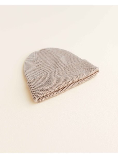 Hvid Beanie Fonzie newborn - sand