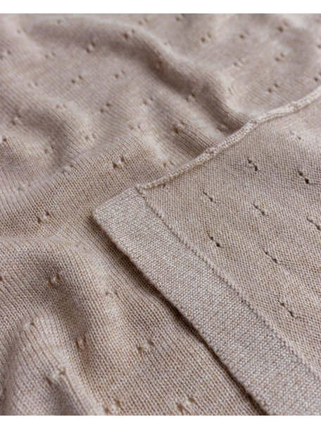 Hvid Merino wool baby blanket Bibi - sand