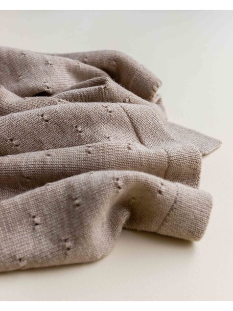 Hvid Merino wool baby blanket Bibi - sand