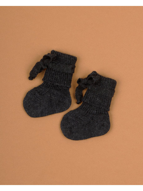 Hirsch Natur Newborn Socks Wool - Anthracite (Ziloen exclusive)