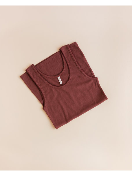 Unaduna Singlet tiny rib wool - henna dune