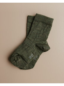Joha Woolen rib socks kids - moss green
