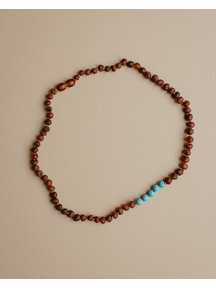 Amber Amber Ladies Necklace with gemstones 45cm - turquoise/cognac raw