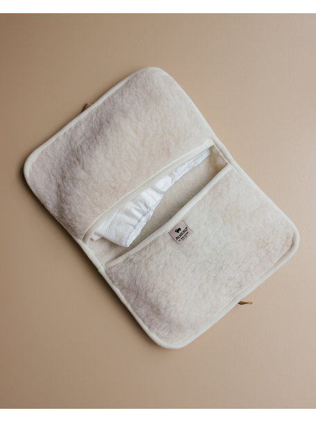 Alwero Diaper pouch made of wool plush - natural