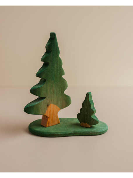 Handmade Pine trees with base - 3 pcs