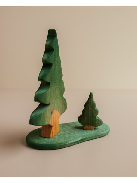 Handmade Pine trees with base - 3 pcs