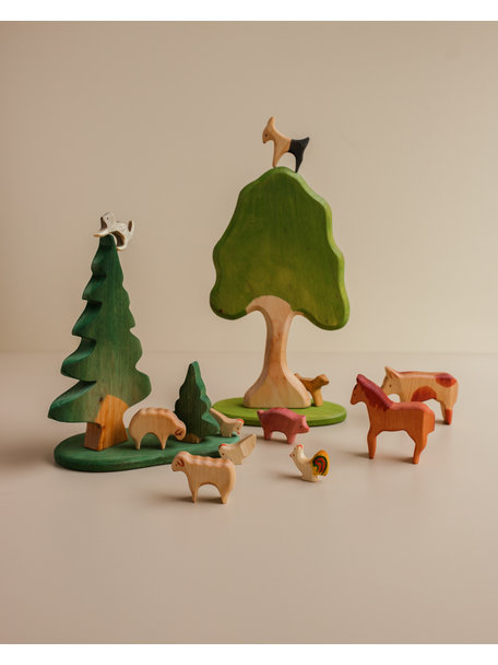 Handmade Pine trees with base - 3 pcs