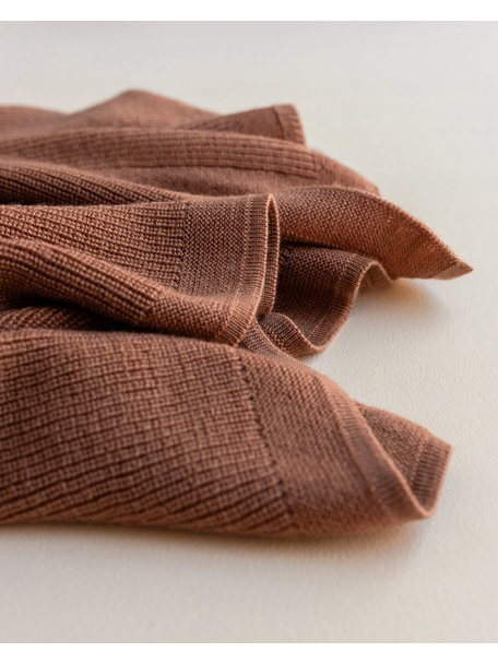 Hvid Merino wool blanket Felix -terracotta