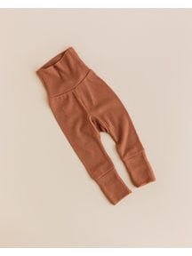 Unaduna Baby pants tiny rib wool 2 in 1 feet - sienna clay