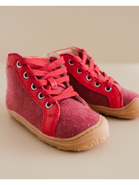 Disana Wool-felt lace shoes - red