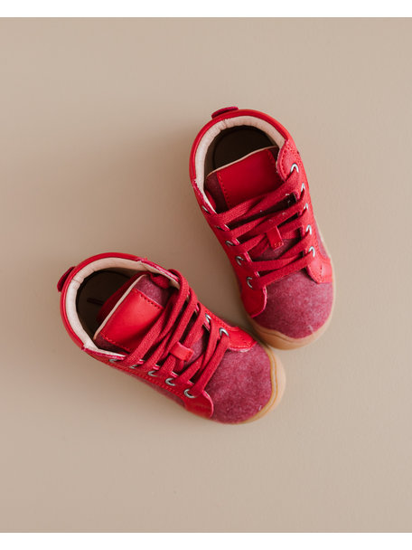 Disana Wool-felt lace shoes - red