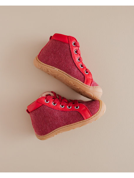 Disana Wool-felt lace shoes - red