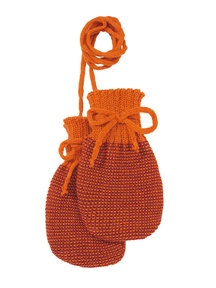 Disana Baby mittens organic merino wool - orange/burgundy