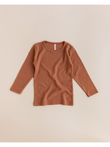 Unaduna Kids longsleeve tiny rib wool - sienna clay