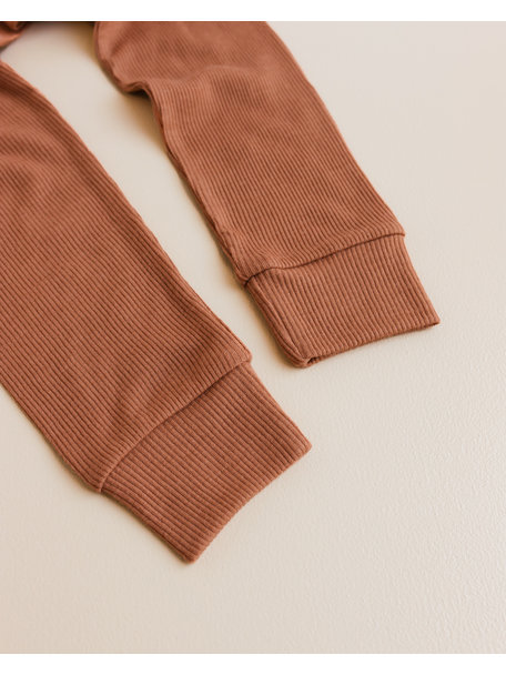 Unaduna Kids leggings tiny rib wool - sienna clay