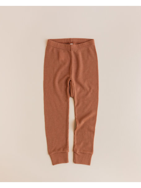 Unaduna Kids leggings tiny rib wool - sienna clay