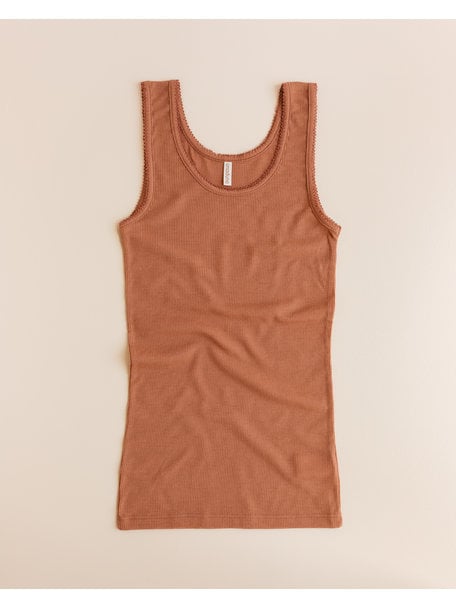 Unaduna Singlet tiny rib wool - sienna clay