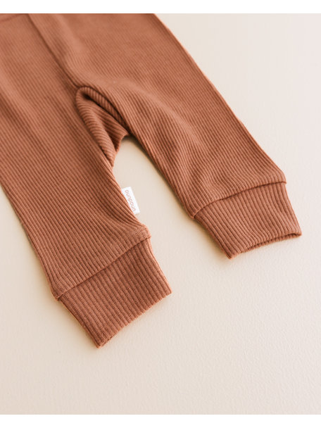 Unaduna Baby leggings tiny rib wool - sienna clay