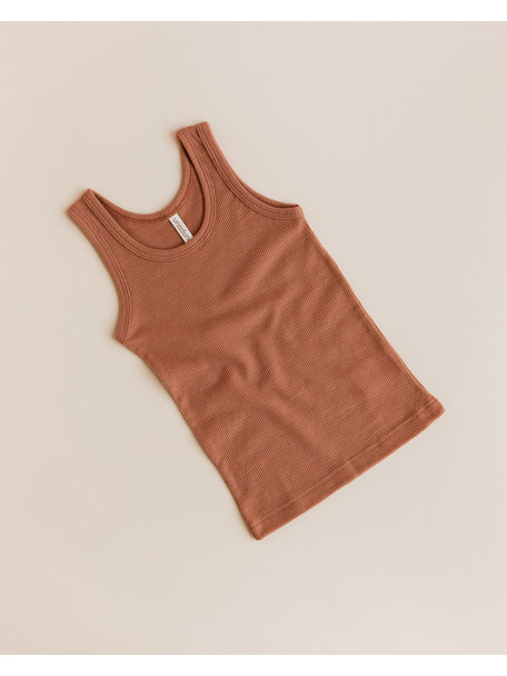 Unaduna Kids undershirt tiny rib wool - sienna clay