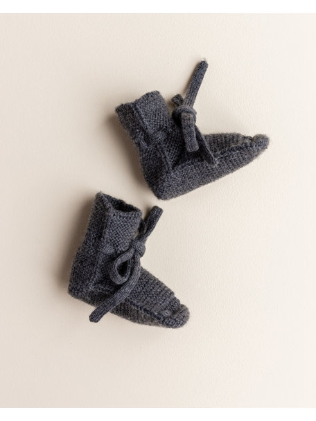 Hvid Fine Knitted Merino Booties - charcoal