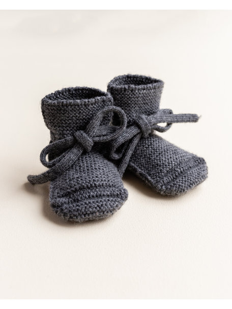 Hvid Fine Knitted Merino Booties - charcoal