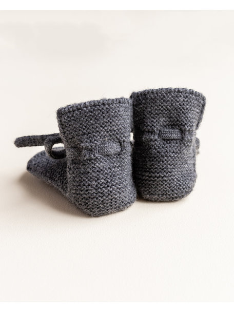 Hvid Fine Knitted Merino Booties - charcoal