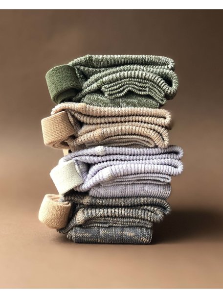 Silly Silas Footless Retro Ribbed Tights with Braces - Silverly Brown