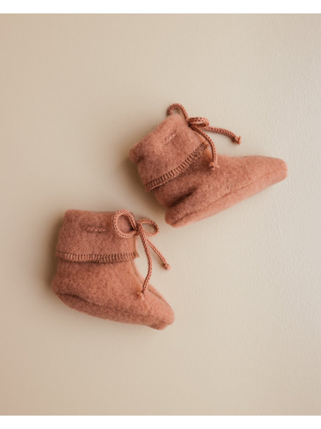 Unaduna X Engel Wool Fleece Baby Booties - sienna clay