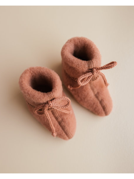 Unaduna X Engel Wool Fleece Baby Booties - sienna clay