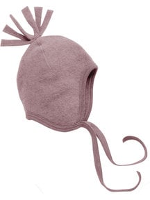 Engel Natur Wool Fleece Baby Hat with frills - rosewood