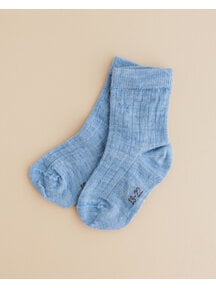 Joha Woolen rib socks kids - light blue