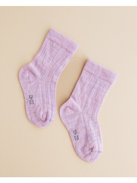 Joha Woolen rib socks kids - lilac