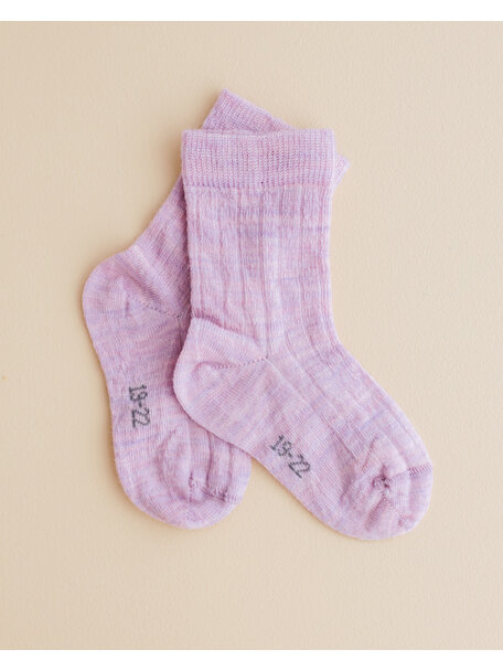 Joha Woolen rib socks kids - lilac